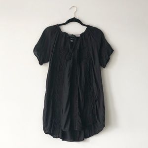 Vintage Black beach mini dress,cover up, summer dress, boho inspired, black lace